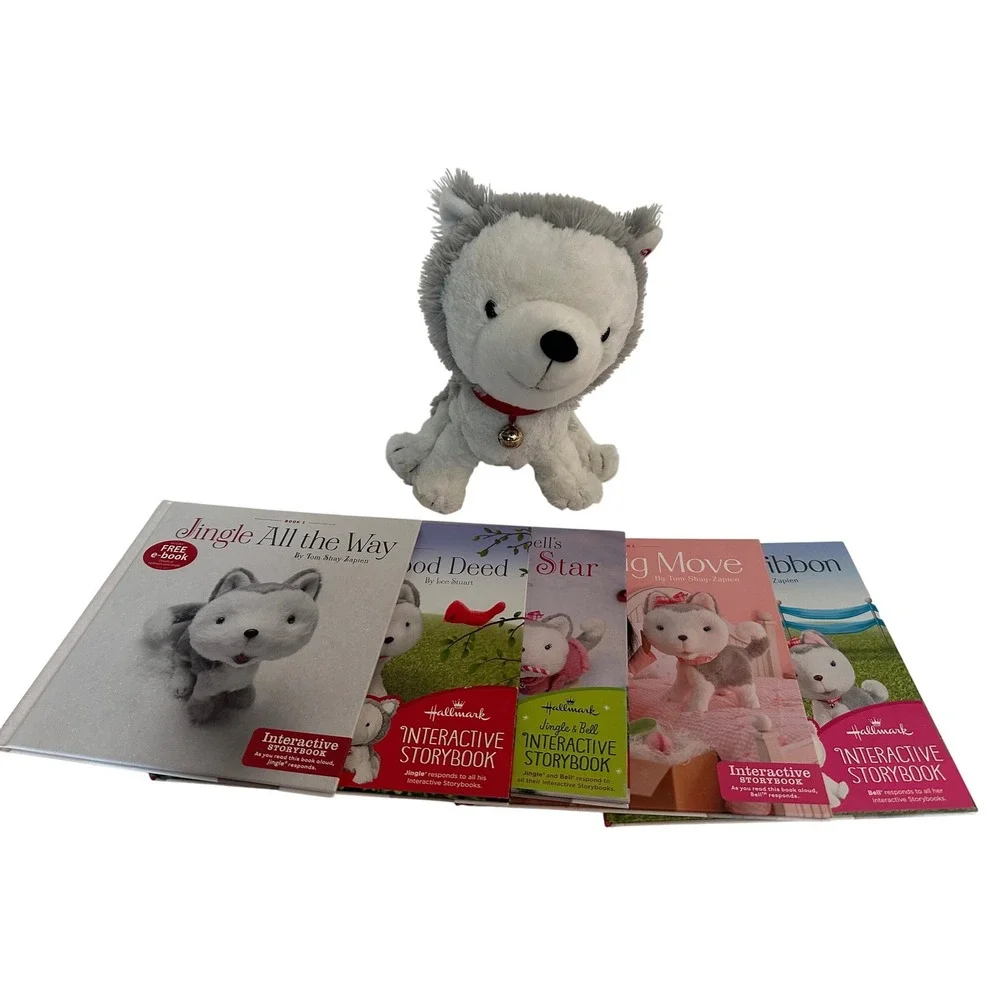 Hallmark‎ Jingle Husky Interactive Story Buddy Plush with 5 Storybooks Set